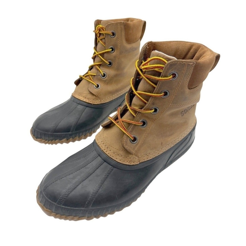 Sorel Cheyanne II Mens Brown Leather Waterproof Winter Fisherman Duck Boots 10